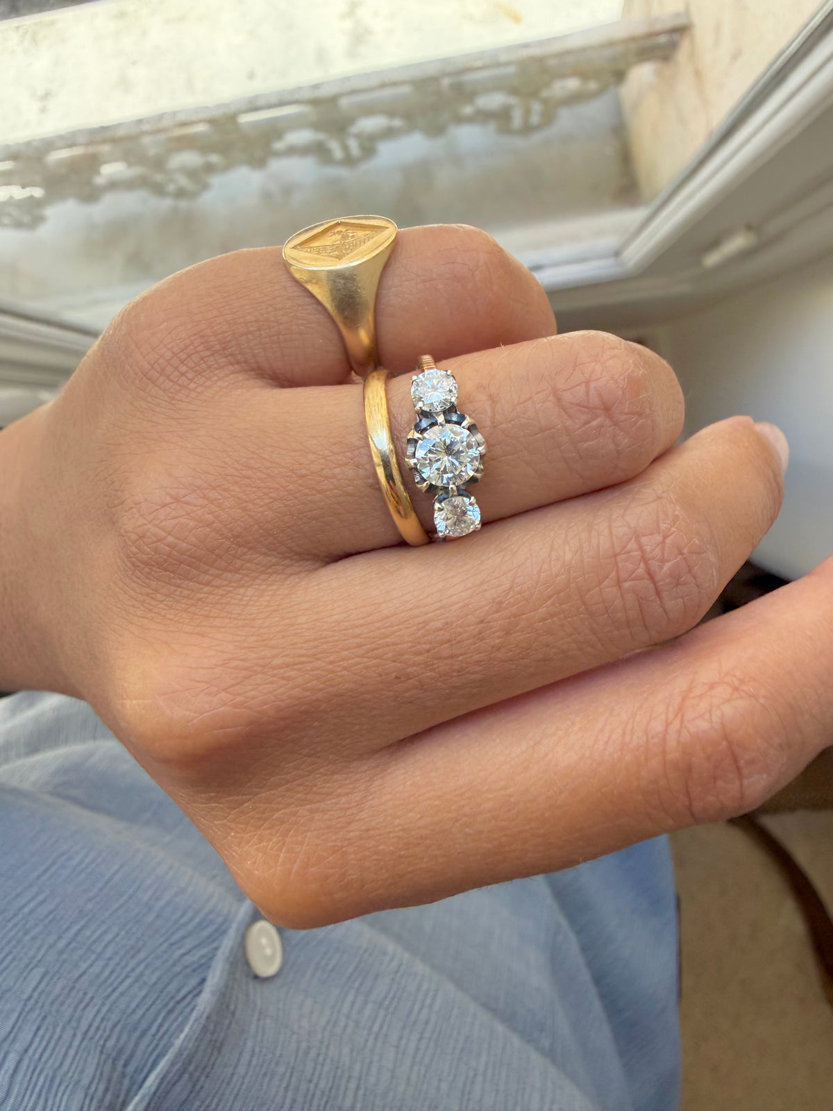 « Lucie » Bague trilogie or et diamants 1.20 carats