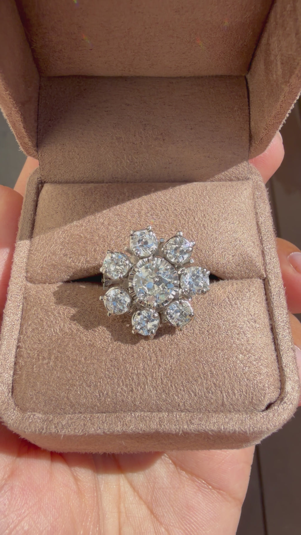 "Félicie" Bague Marguerite en platine, et diamants 2,75 carats.