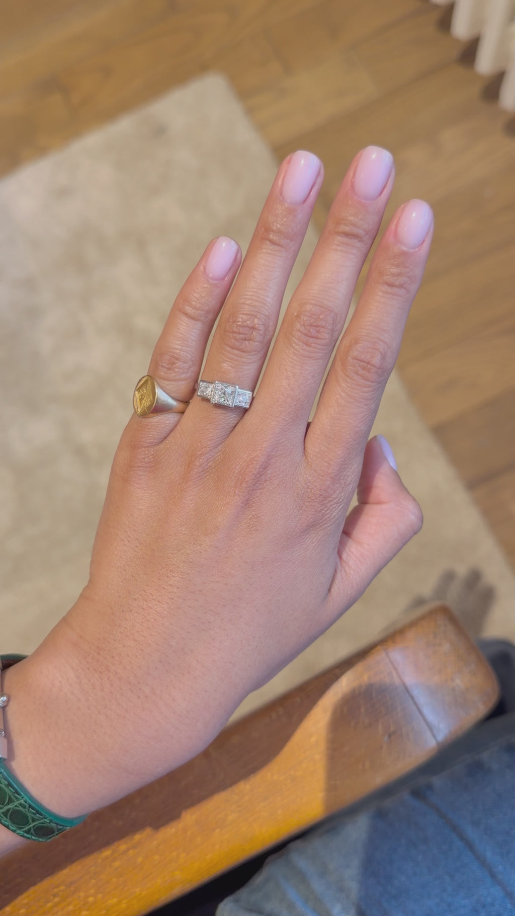 "Juliette" Bague trilogie art déco en or blanc et diamants 1.25 carats
