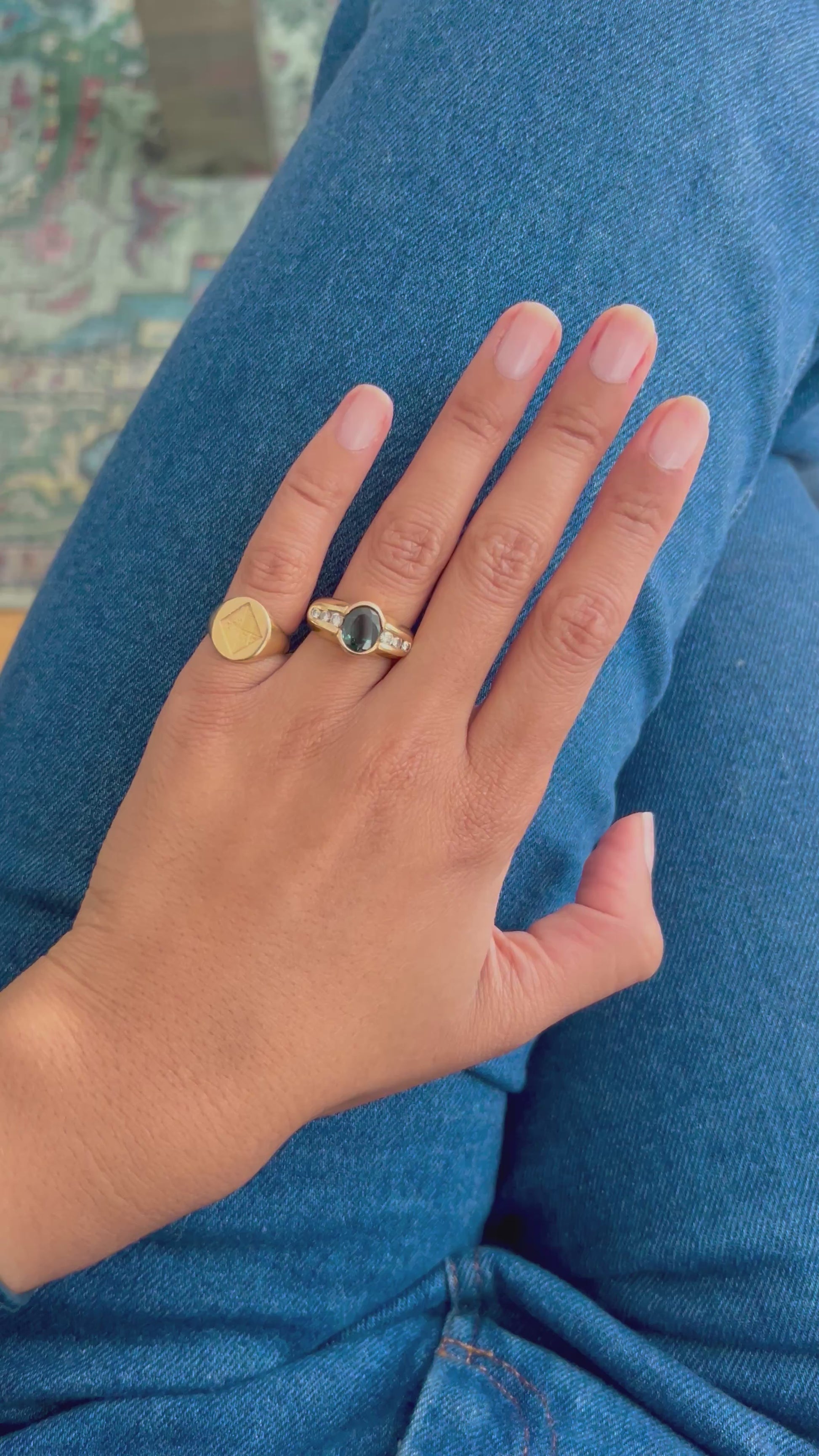 Bague Jonc en or jaune saphir et diamants