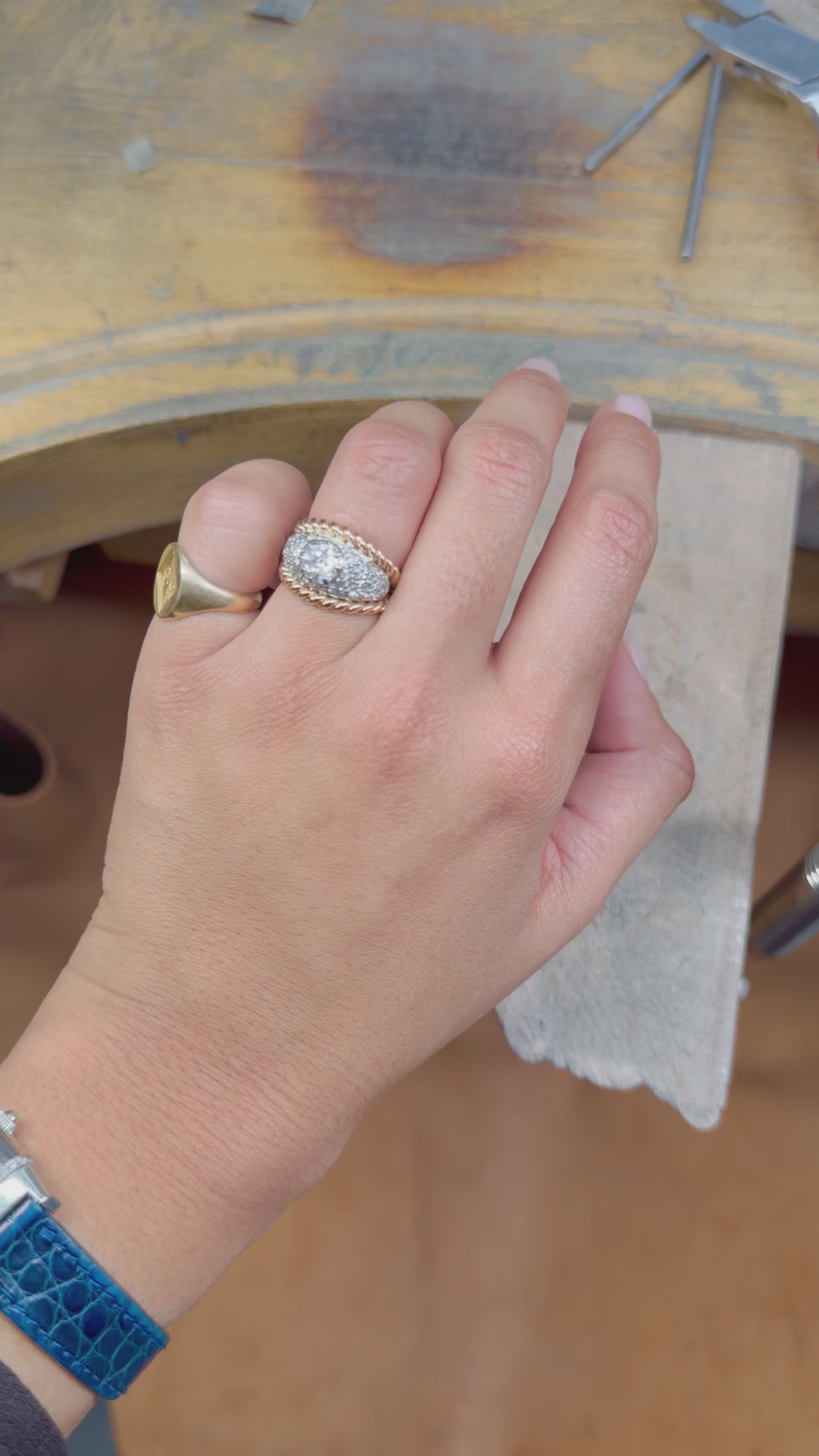 « Olivia » Bague double jonc or et diamants