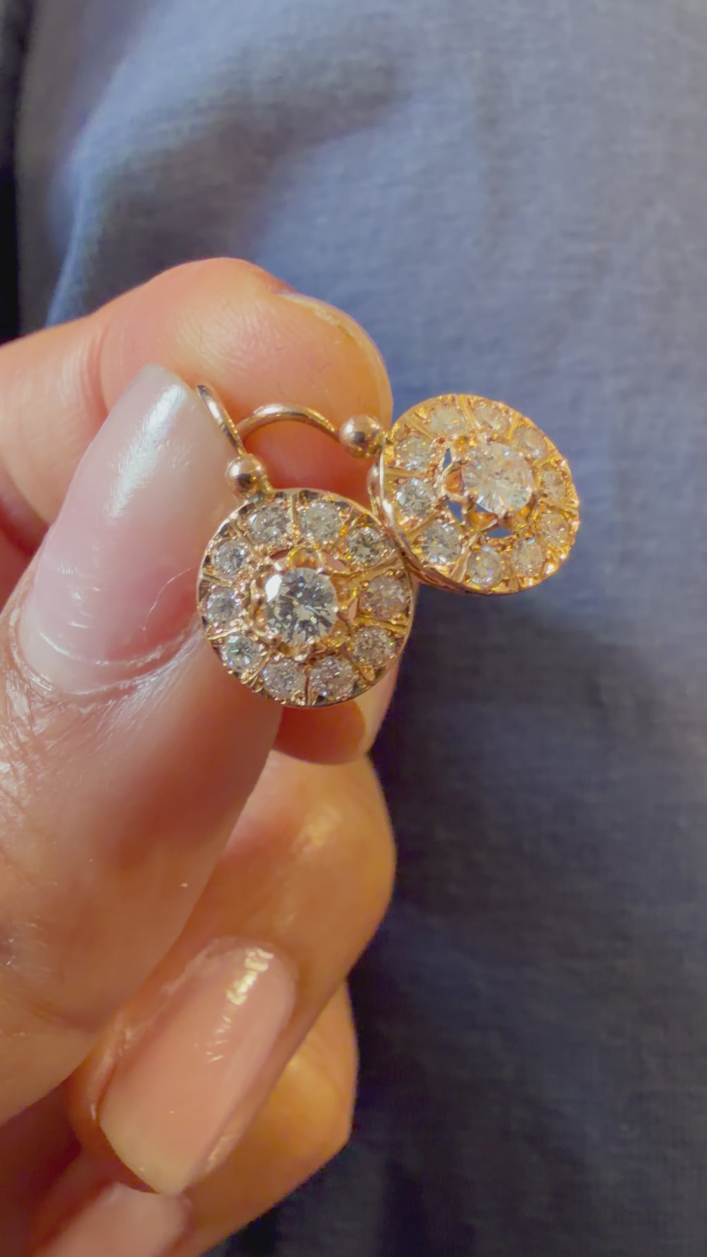 Dormeuses en or rose et diamants 1.98 carats