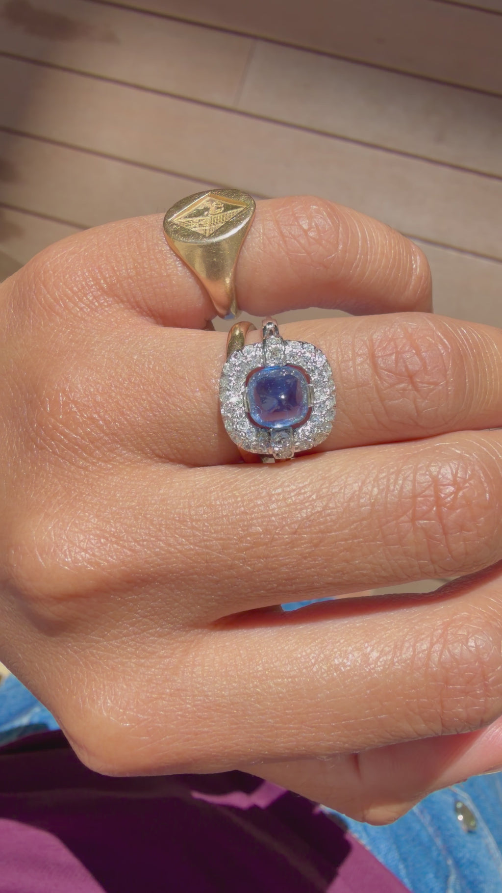 "Blanche" Bague en platine, saphir et diamants