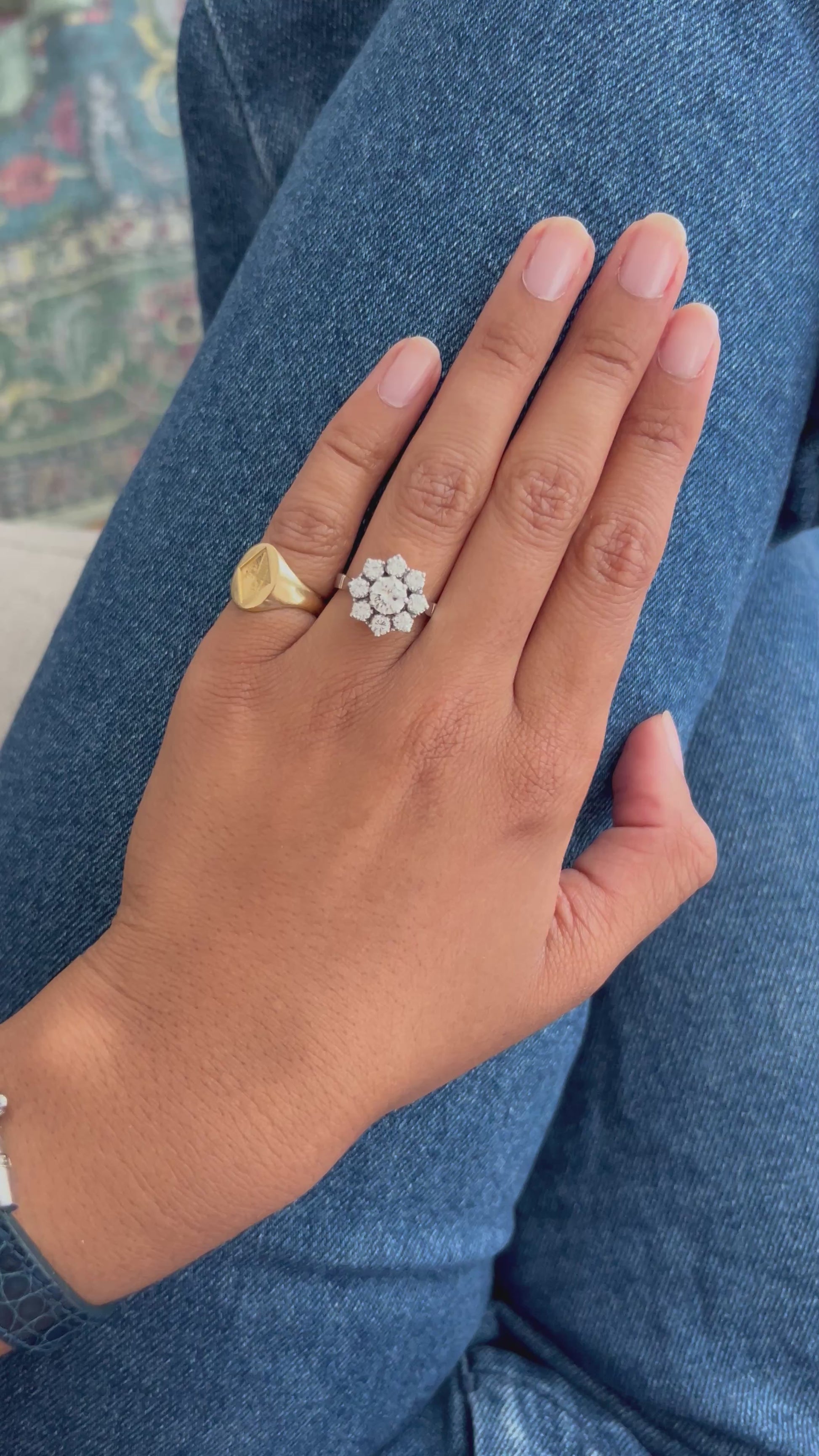Bague Marguerite en platine et diamants